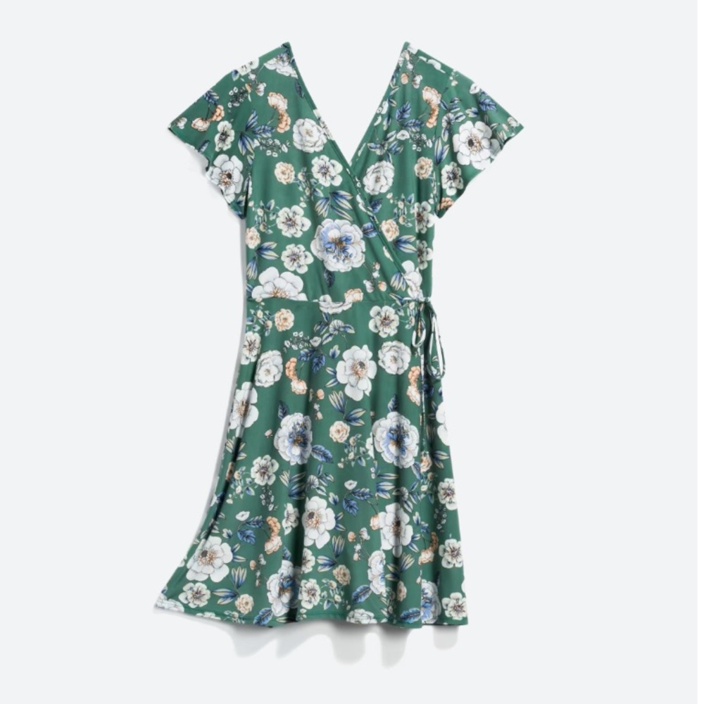 Kaileigh Green Faux Wrap Dress